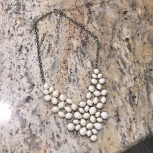 White beaded statement necklace